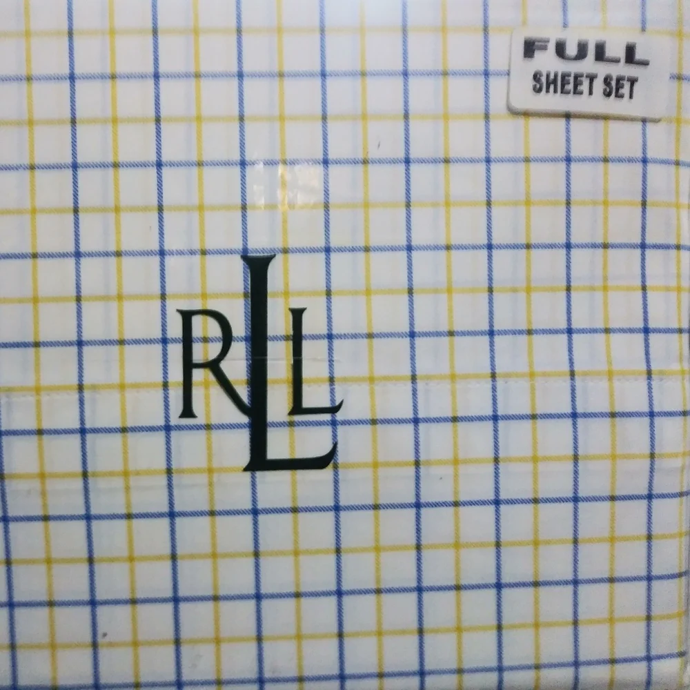 LAUREN Ralph Lauren Boylston White/ Blue/Yellow Plaid FULL Sheet Set Reposhing - Picture 1 of 5